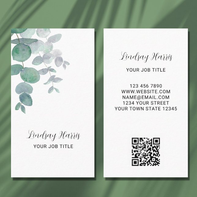 Eucalyptus Greenery QR Code Business Card (Creator Uploaded)