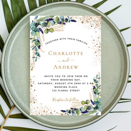 Eucalyptus greenery QR code RSVP luxury wedding Invitation