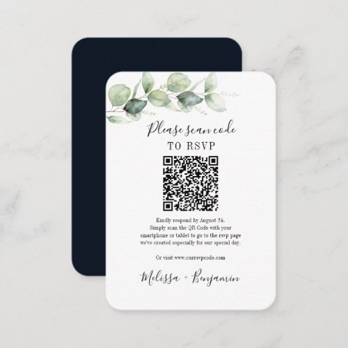 Eucalyptus Greenery QR Code RSVP Wedding Enclosure Card