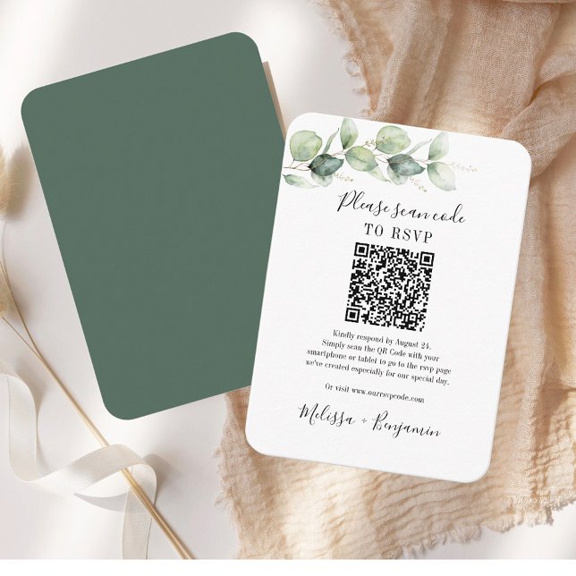 Eucalyptus Greenery QR Code RSVP Wedding Simple Enclosure Card (Eucalyptus Greenery QR Code RSVP Wedding Simple Enclosure Card)