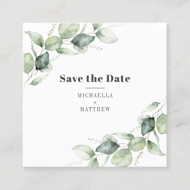 Eucalyptus Greenery QR Code Save the Date Card | Zazzle