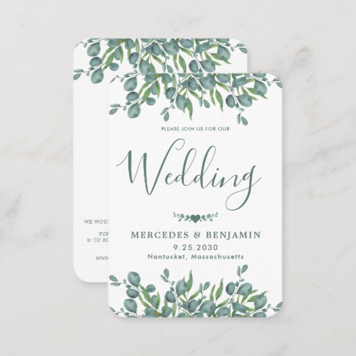 Eucalyptus Greenery QR Code Wedding Invitation