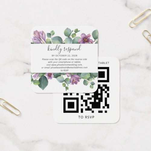 Eucalyptus Greenery QR Code Wedding RSVP Card