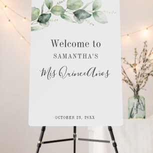 Eucalyptus Greenery Quinceanera 15th Birthday Foam Board