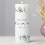 Eucalyptus Greenery Quinceanera 15th Birthday Pillar Candle<br><div class="desc">TIP: Matching items available in this collection. Our botanical eucalyptus birthday collection features watercolor foliage and modern typography in dark gray text. Use the "Customize it" button to further re-arrange and format the style and placement of text. Could easily be repurpose for other special events like anniversaries, baby shower, birthday...</div>