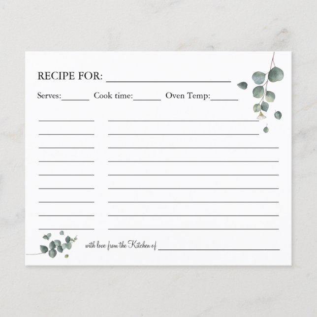 Eucalyptus greenery Recipe card Flyer (Front)