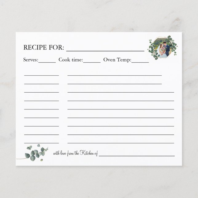Eucalyptus greenery Recipe card Flyer (Front)
