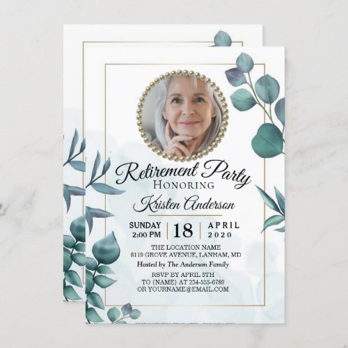 Eucalyptus Greenery Retirement Party Invitation