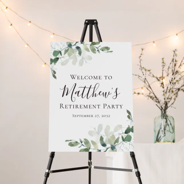 Eucalyptus Greenery Retirement Party Welcome Sign 