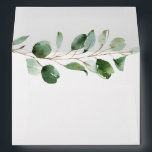 Eucalyptus Greenery Return Address 5x7 White Envelope<br><div class="desc">Designed to coordinate with our Moody Greenery wedding collection, this customizable matching envelope features watercolor eucalyptus branch set on a white envelope with black text. To make advanced changes, please select "Click to customize further" option under Personalize this template. To change the color of the envelope, click on Printed Background...</div>