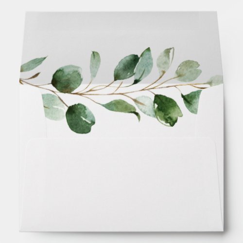 Eucalyptus Greenery Return Address 5x7 White Envelope