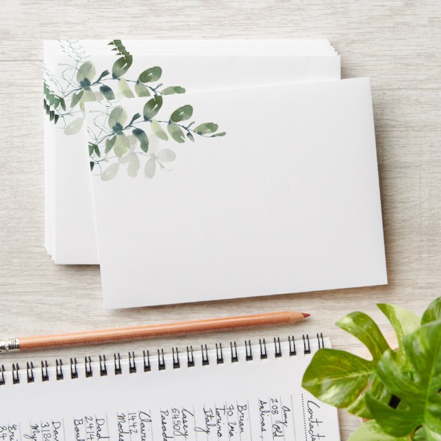 Eucalyptus Greenery Return Address  Envelope (Stacked)