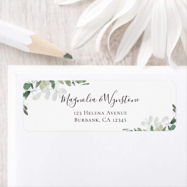 Eucalyptus Greenery Return Address Label (Insitu)