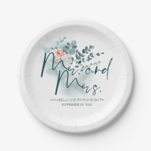 Eucalyptus Greenery Romantic Wedding Paper Plates
