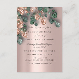 Eucalyptus Greenery Rose Glitter Rustic Foils Invitation