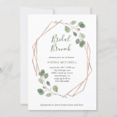Eucalyptus Greenery | Rose Gold Geo Bridal Brunch Invitation (Front)