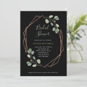 Eucalyptus Greenery | Rose Gold Geo Bridal Shower Invitation (Standing Front)