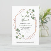 Eucalyptus Greenery | Rose Gold Geo Couples Shower Invitation (Standing Front)