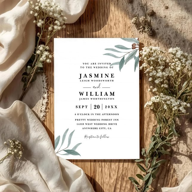 Eucalyptus Greenery Rustic Elegant QR Code Wedding Invitation (Creator Uploaded)