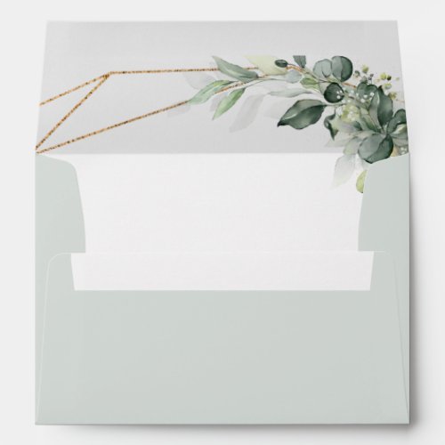Eucalyptus Greenery Rustic Geometric Wedding Envelope