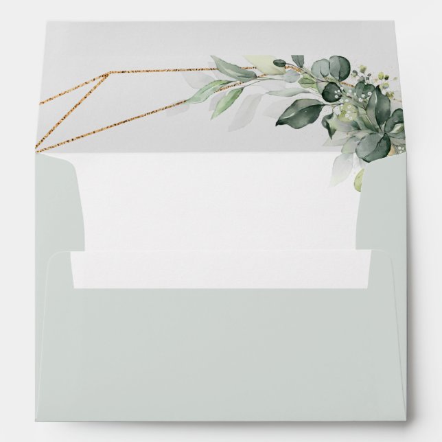 Eucalyptus Greenery Rustic Geometric Wedding Envelope (Back (Bottom))