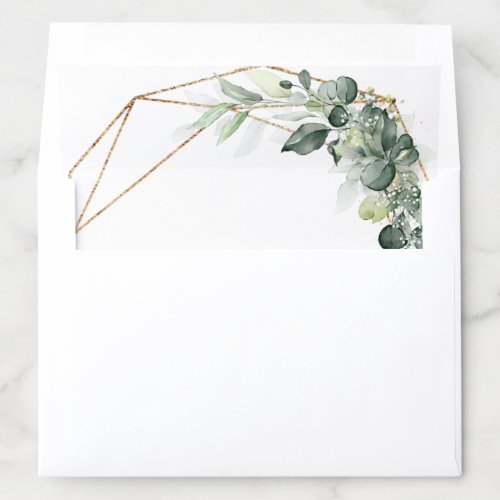 Eucalyptus Greenery Rustic Geometric Wedding Envelope Liner