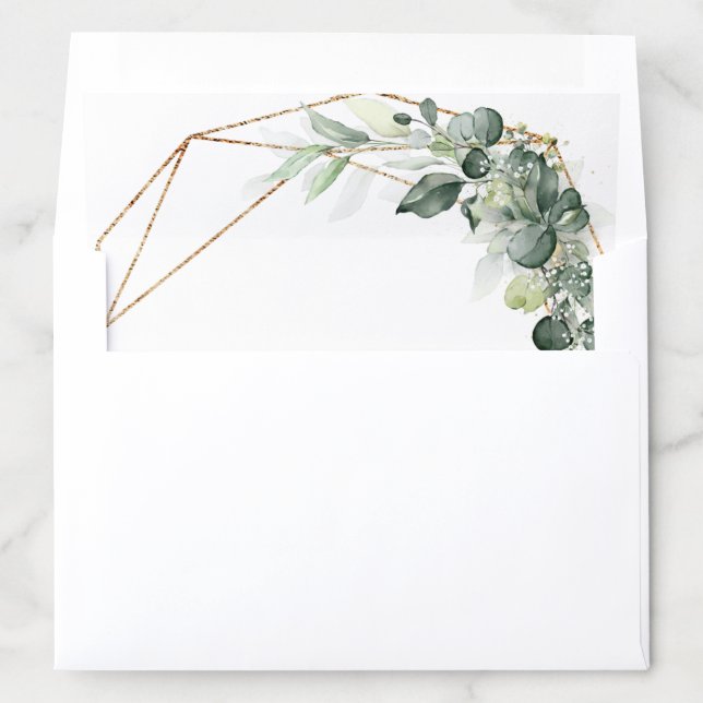 Eucalyptus Greenery Rustic Geometric Wedding Envelope Liner (In Envelope)