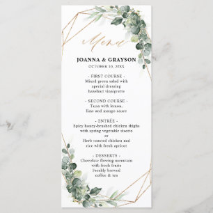 Eucalyptus Greenery Rustic Geometric Wedding Menu