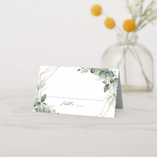 Eucalyptus Greenery Rustic Geometric Wedding Place Card