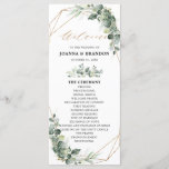 Eucalyptus Greenery Rustic Geometric Wedding Program<br><div class="desc">Elegant and modern spring / midsummer wedding program card features a bouquet of soft watercolor greenery lush green leaves / botanical leaves / eucalyptus and gold geometric frame . Please find more matching designs and variations from my "blissweddingpaperie" store. And feel free to contact me for further customization or matching...</div>