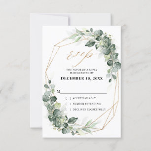 Eucalyptus Greenery Rustic Geometric Wedding RSVP Card