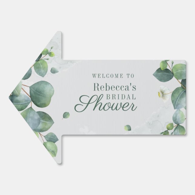 Eucalyptus Greenery Rustic Script Bridal Shower Sign (Front)