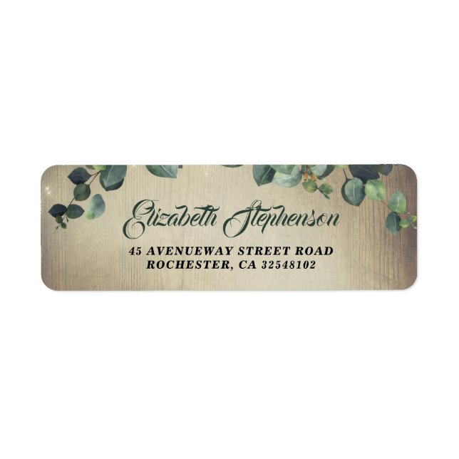 Eucalyptus Greenery Rustic Wedding Label (Front)