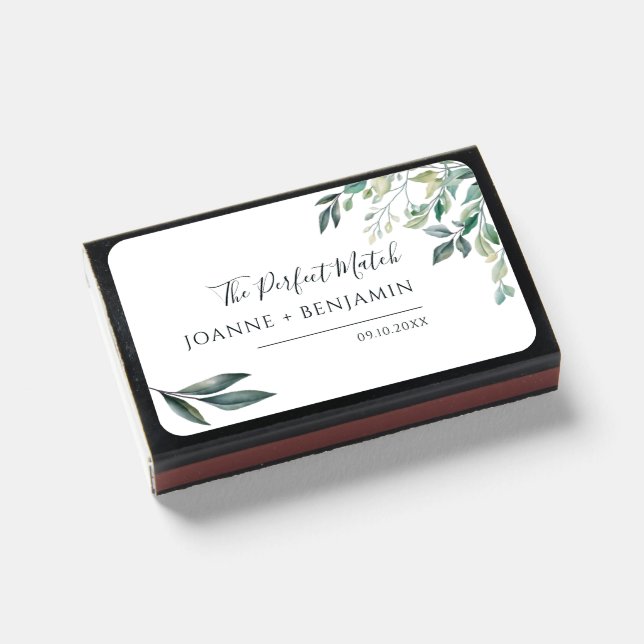 Eucalyptus Greenery Rustic Wedding Matchboxes (Front Closed)