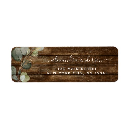 Eucalyptus Greenery Rustic Wood Wedding Label