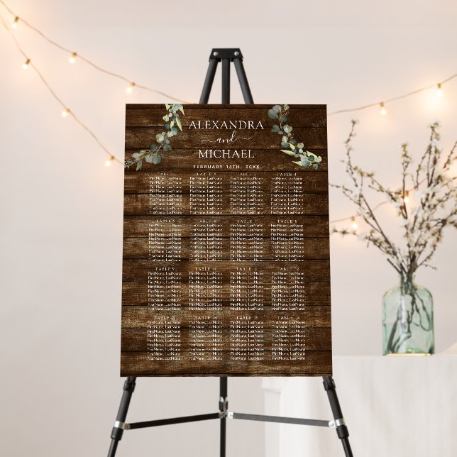 Eucalyptus Greenery Rustic Wood Wedding Seating Foam Board (In Situ (Stand))