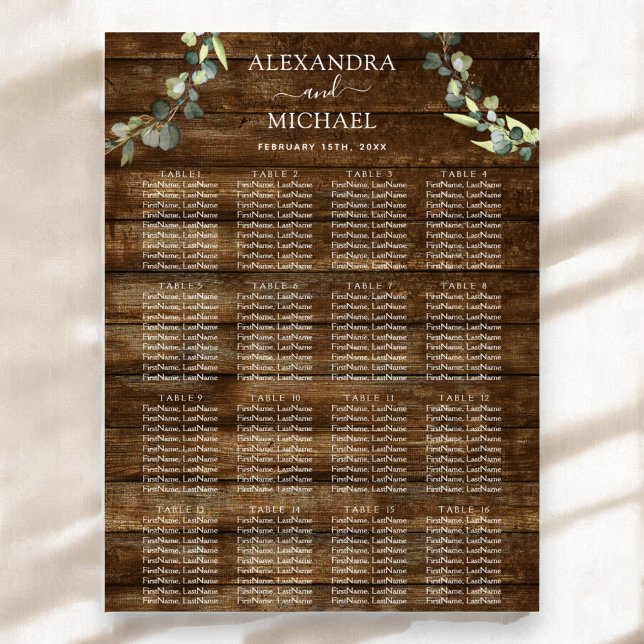 Eucalyptus Greenery Rustic Wood Wedding Seating Poster (Creator Uploaded)