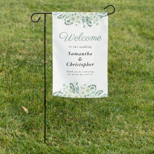 Eucalyptus Greenery Sage Green Wedding Welcome Garden Flag