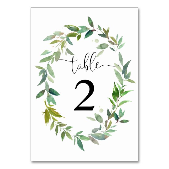 Eucalyptus Greenery Sage Green Wreath Wedding Table Number (Front)