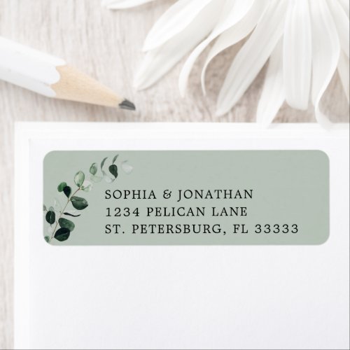 Eucalyptus Greenery Sage Wedding Return Address Label