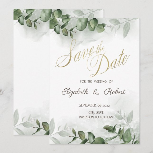 Eucalyptus Greenery Save The Date (Front/Back)