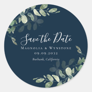 Eucalyptus Greenery Save the Date Classic Round St Classic Round Sticker