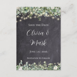 Eucalyptus Greenery Save the Date Rustic Botanic Enclosure Card