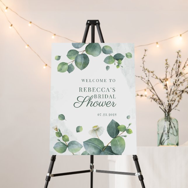 Eucalyptus Greenery Script Botanical Bridal Shower Foam Board (In Situ (Stand))