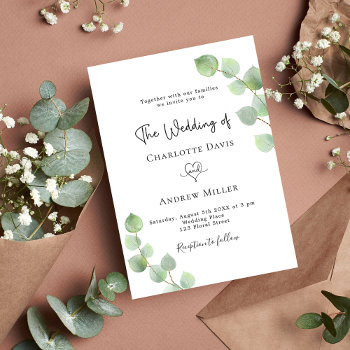 Eucalyptus Greenery Script Botanical Wedding Invitation by Thunes at Zazzle