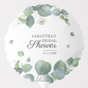 Eucalyptus Greenery Script Bridal Shower Balloon
