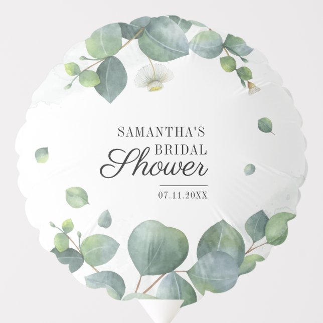 Eucalyptus Greenery Script Bridal Shower Balloon (Front)