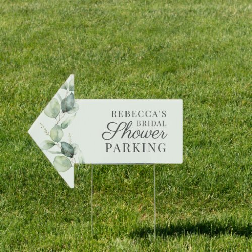 Eucalyptus Greenery Script Bridal Shower Parking Sign