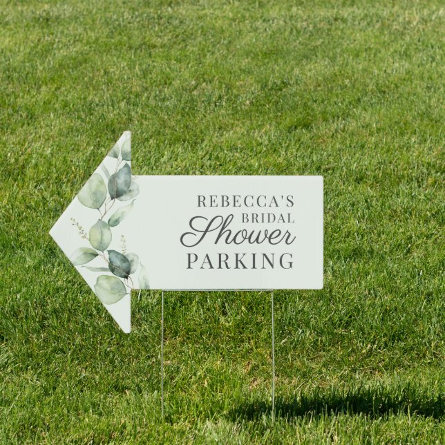 Eucalyptus Greenery Script Bridal Shower Parking Sign (Insitu)