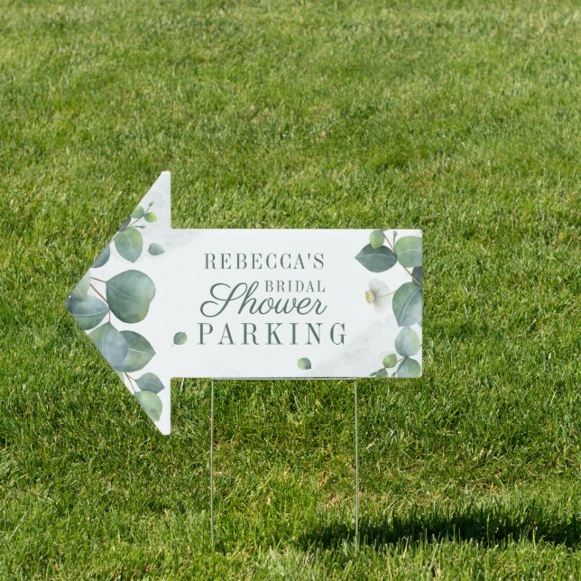 Eucalyptus Greenery Script Bridal Shower Parking Sign (Insitu)